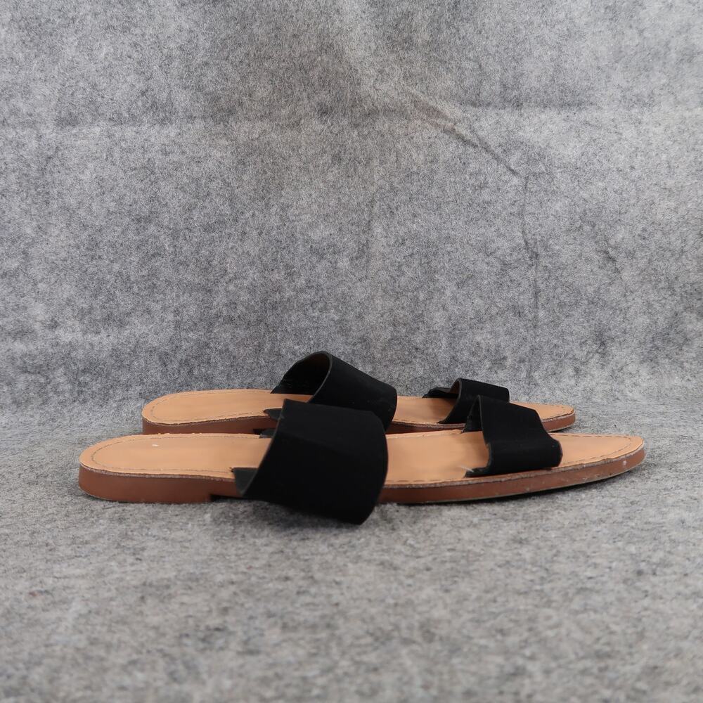 ANNA Shoes Womens 9 Sandals Slides Double Strap Slip On Flat Black Casual Boho